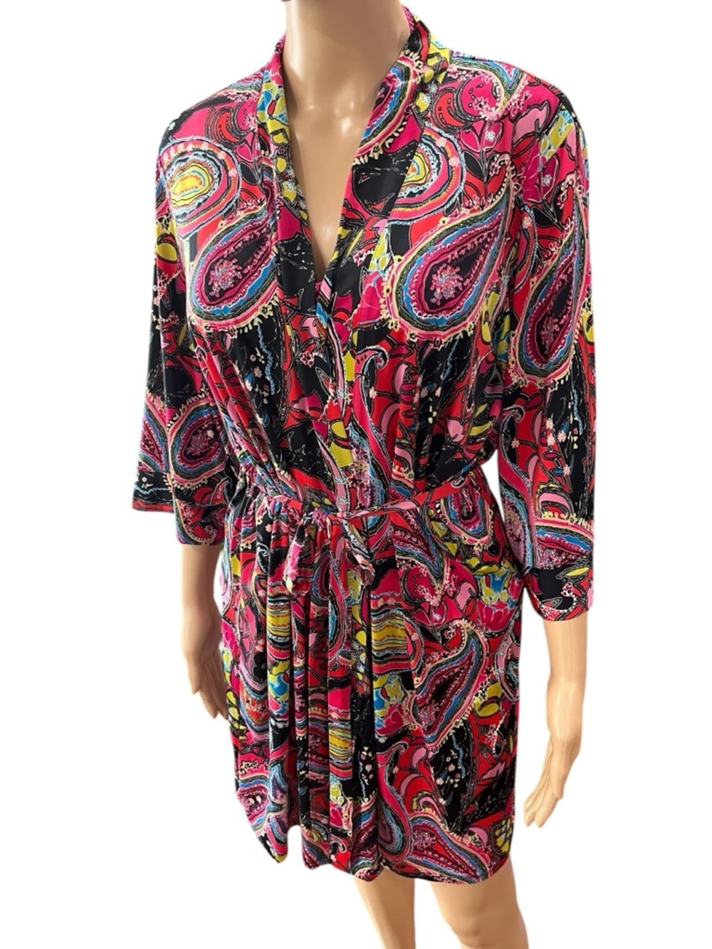 Natori Josie bathrobe Phoenix paisley with birds-S